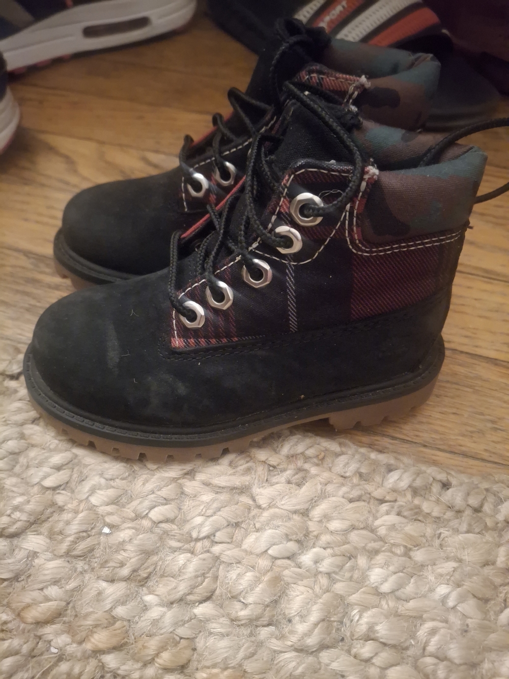 Kids Timberland Black,Red ,and Brown Boots